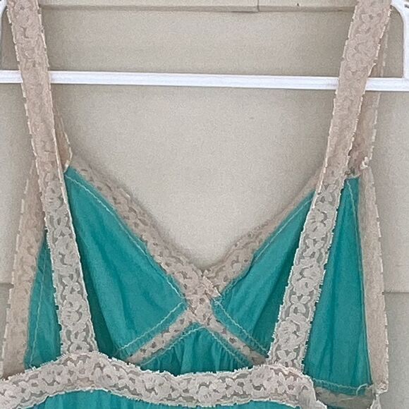 Vintage Sears long blue lace strap nightgown, small.  0261 - Picture 3 of 6